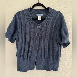CLASSIC ELEMENTS cotton navy blue cropped cardigan size XL‎